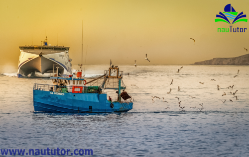 fishing boat with trawls 